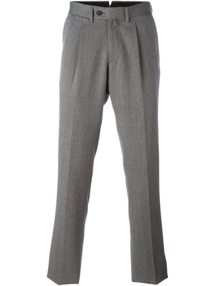 Borrelli Pleated Detailing Tailored Trousers, Men's, Size: 54, Grey, Cotton/polyester/virgin Wool