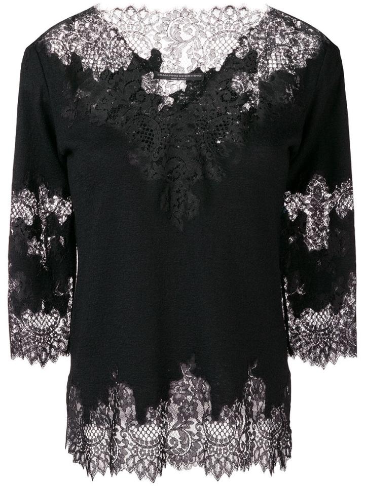 Ermanno Scervino Lace Embroidered Sweater - Black