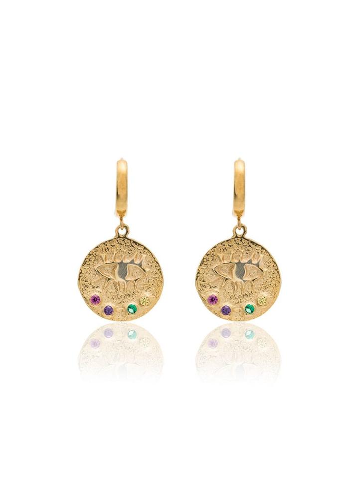 Hermina Athens Eye Coin Mini Hoop Gold-plated Earrings - Metallic