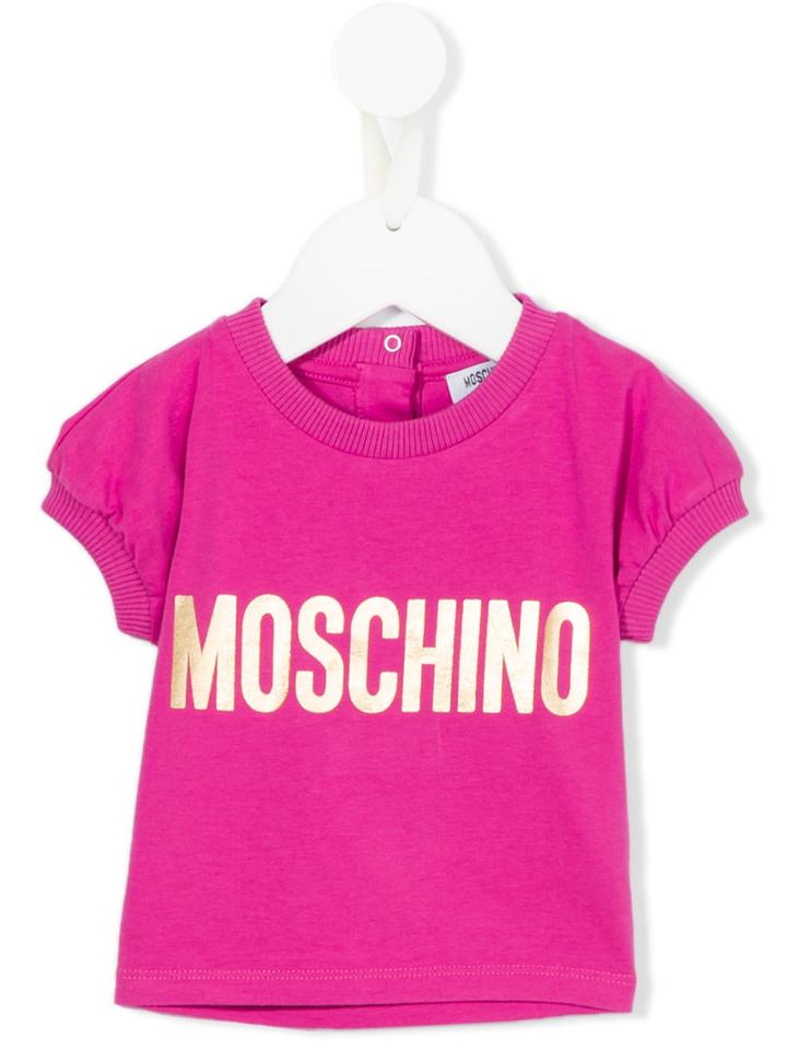 Moschino Kids Logo Print T-shirt, Girl's, Size: 18-24 Mth, Pink/purple