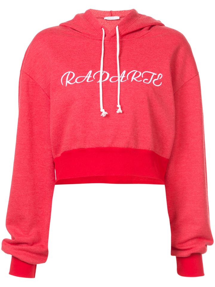 Rodarte Cropped Logo Hoodie - Red