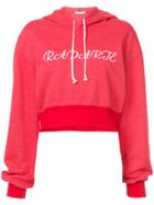 Rodarte Cropped Logo Hoodie - Red