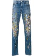 Calvin Klein Jeans Paint Splatter Slim Fit Jeans - Blue