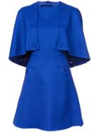 Sara Battaglia Button Cape Dress - Blue