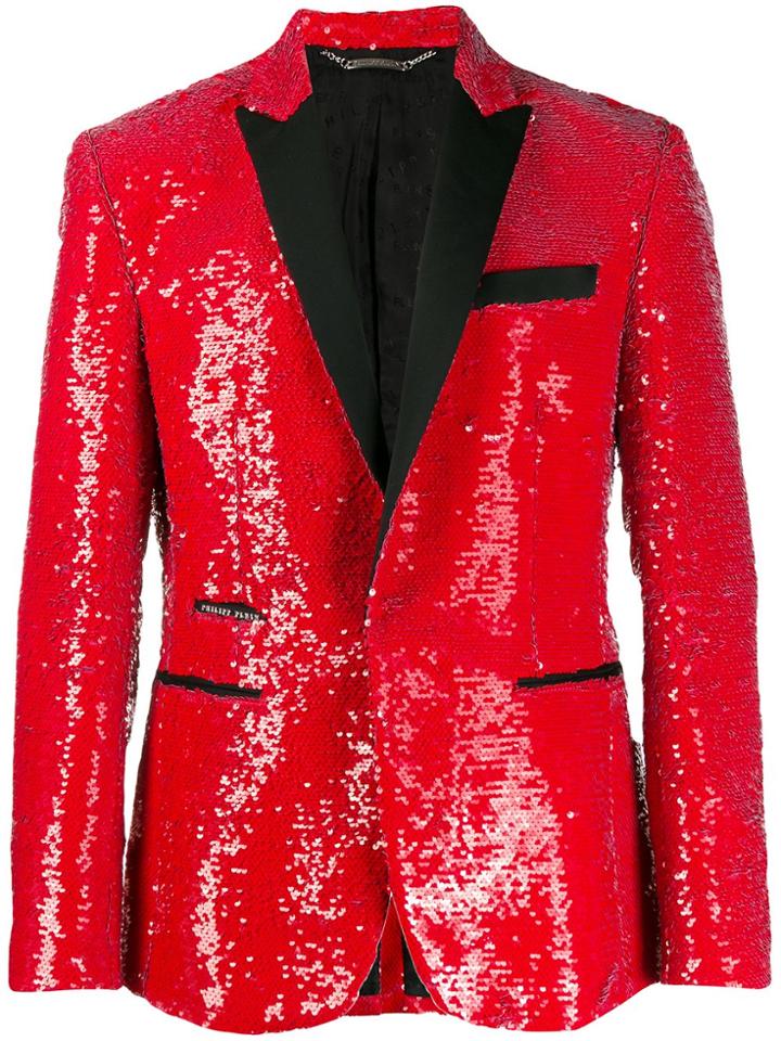 Philipp Plein Sequinned Formal Blazer - Red