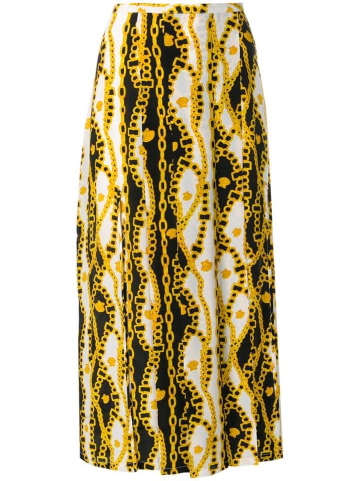 Rixo Chain Print Pleated Skirt - Yellow
