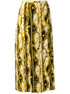 Rixo Chain Print Pleated Skirt - Yellow
