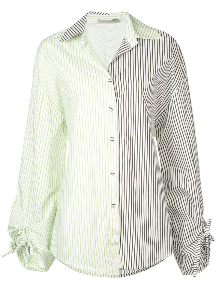 Silvia Tcherassi Striped Contrast Panel Shirt - White