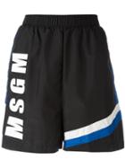 Msgm Logo Print Shorts, Women's, Size: 38, Black, Polyamide/polyester
