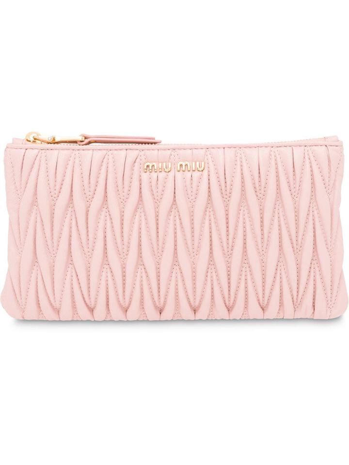 Miu Miu Matelassé Zip Wallet - Pink