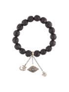 Loree Rodkin Carved Beaded Diamond Charm Bracelet, Women's, Black
