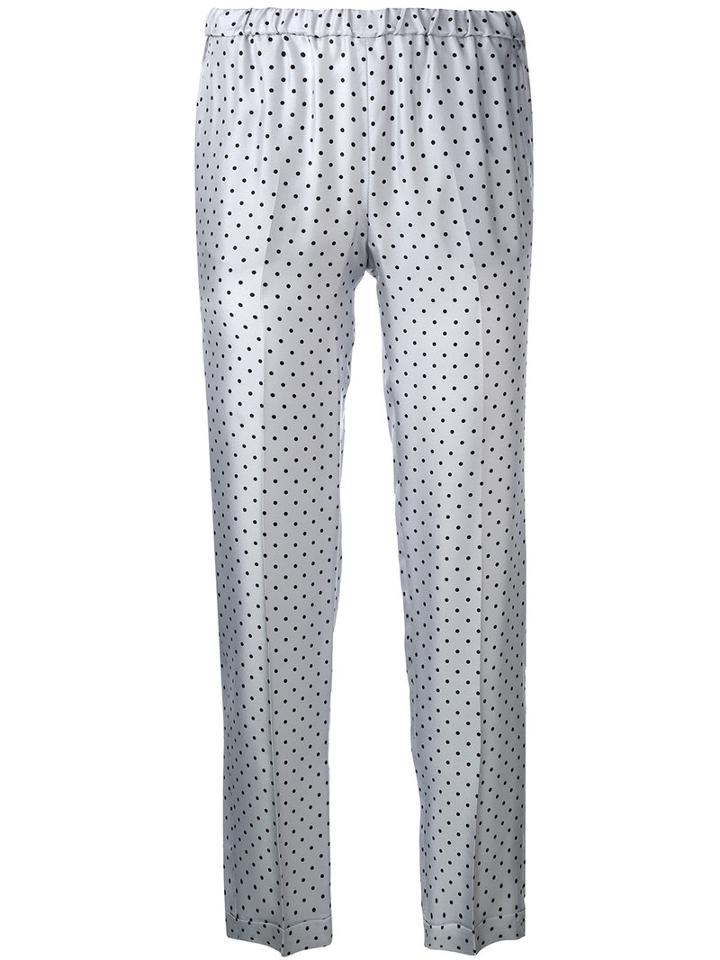 Alberto Biani Polka Dot Trousers, Women's, Size: 46, White, Silk