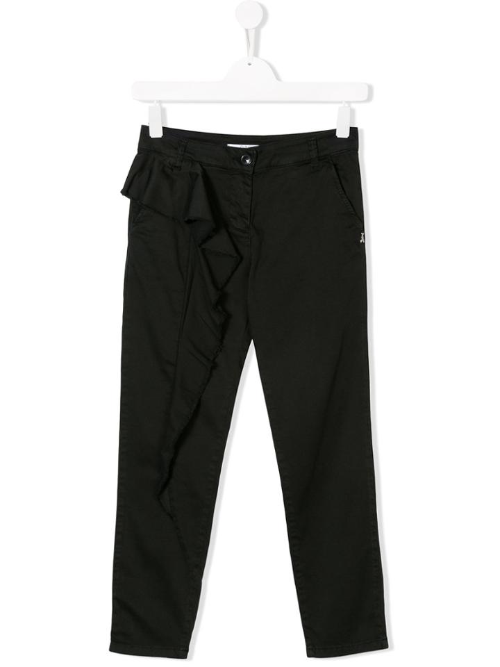 Patrizia Pepe Junior Teen Ruffle-trimmed Trousers - Black