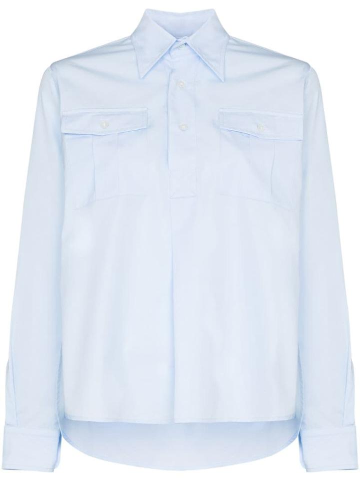 Plan C Half-placket Tailored Shirt - Blue
