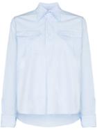 Plan C Half-placket Tailored Shirt - Blue