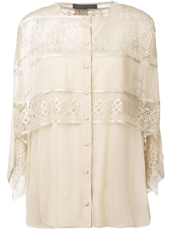 Alberta Ferretti Layered Lace Blouse - Brown