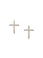 Federica Tosi Crystal Cross Studs - Silver