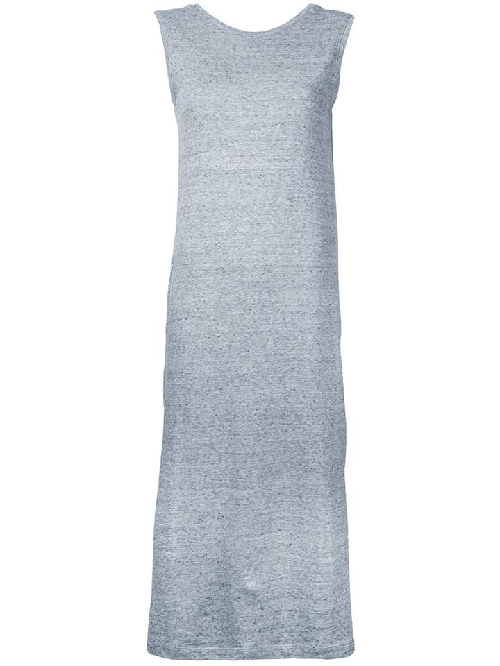 Sleeveless Side-slit Dress - Women - Cotton - 38, Grey, Cotton, Estnation