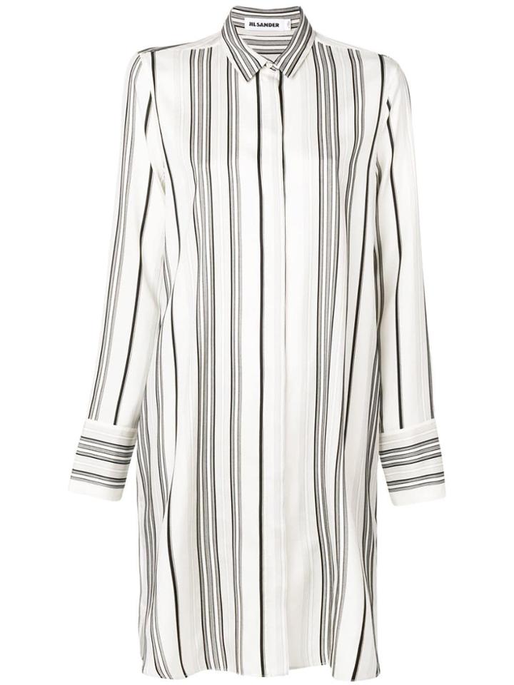 Jil Sander Ginepro Striped Shirt Dress - White