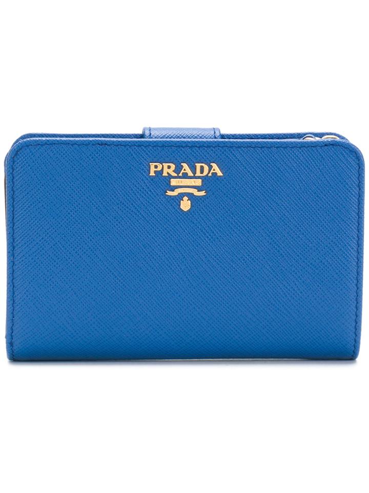 Prada Logo Plaque Cardholder - Blue