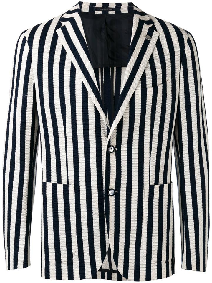 Tagliatore - Striped Blazer - Men - Cotton/cupro - 50, White, Cotton/cupro
