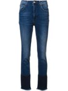 Anine Bing Cropped Frayed Jeans, Women's, Size: 24, Blue, Cotton/elastodiene