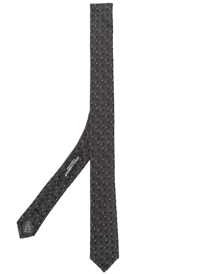 Dolce & Gabbana Embroidered Tie - Grey