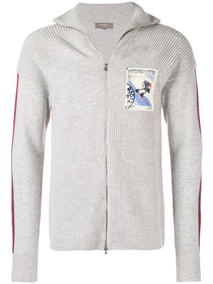 N.peal Rib Knit Zipped Cardigan - Grey
