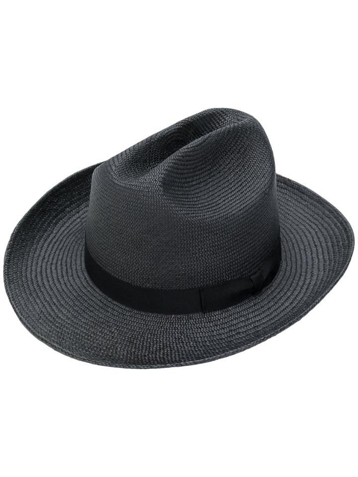 Neighborhood Straw Trilby Hat - Grey