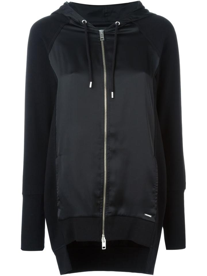 Diesel Satin Detail Zipped Up Hooded Cardigan