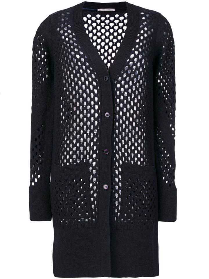 Dorothee Schumacher Open Weave Long Line Cardigan - Blue