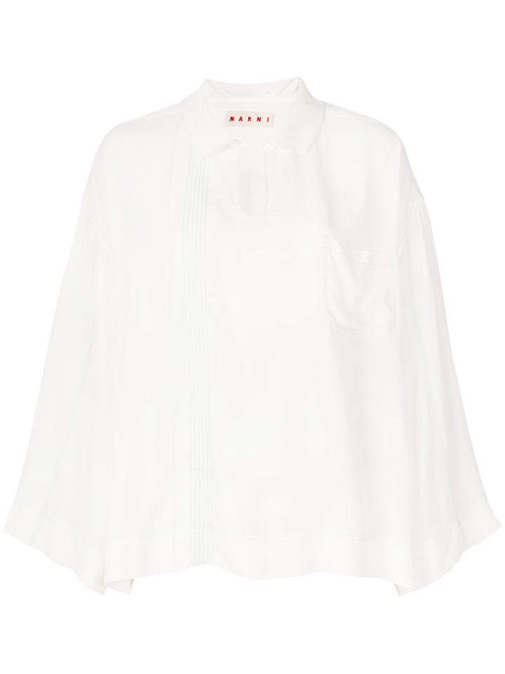 Marni Stitch Detail Loose Fit Blouse - Nude & Neutrals