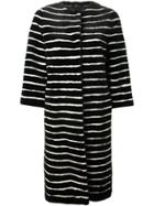 Liska Striped Mink Fur Coat - Black