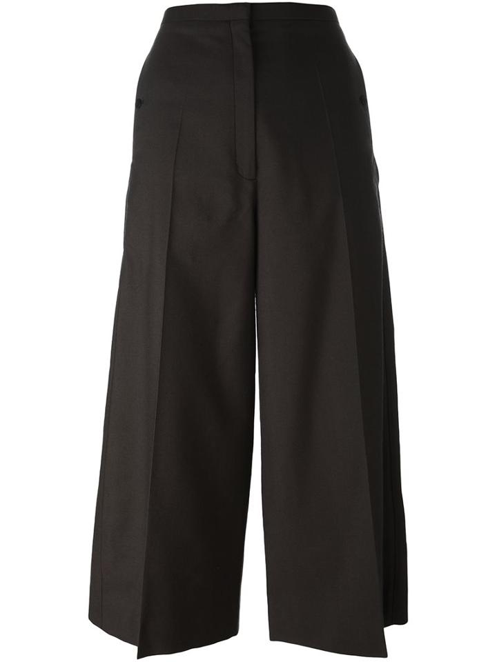 Lemaire Wide Leg Cropped Trousers, Women's, Size: 40, Brown, Cupro/wool