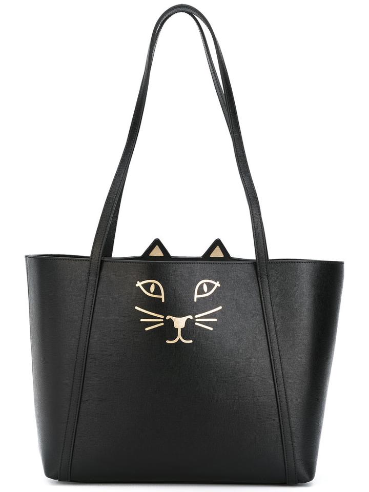 Charlotte Olympia Mini Feline Shopper Tote, Women's, Black, Leather