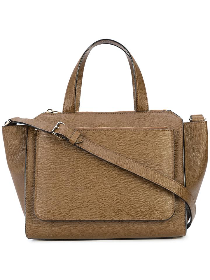 Valextra Zipped Shoulder Bag - Brown