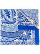 Etro Cashmere Paisley Print Scarf, Women's, Blue, Cashmere