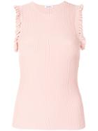 P.a.r.o.s.h. Ribbed Ruffle Tank Top - Pink & Purple