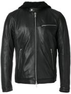 Dondup Hooded Leather Jacket - Black