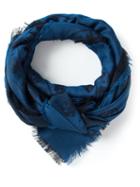 Alexander Mcqueen Skull Print Scarf, Men's, Blue, Cotton/viscose