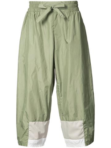 Iise Cropped Colour Block Trousers - Green