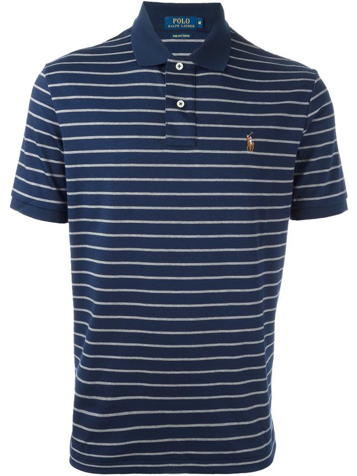 Polo Ralph Lauren Striped Logo Polo Shirt, Men's, Size: Xl, Blue, Cotton