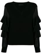 Frankie Morello Ruffled Sleeves Blouse - Black