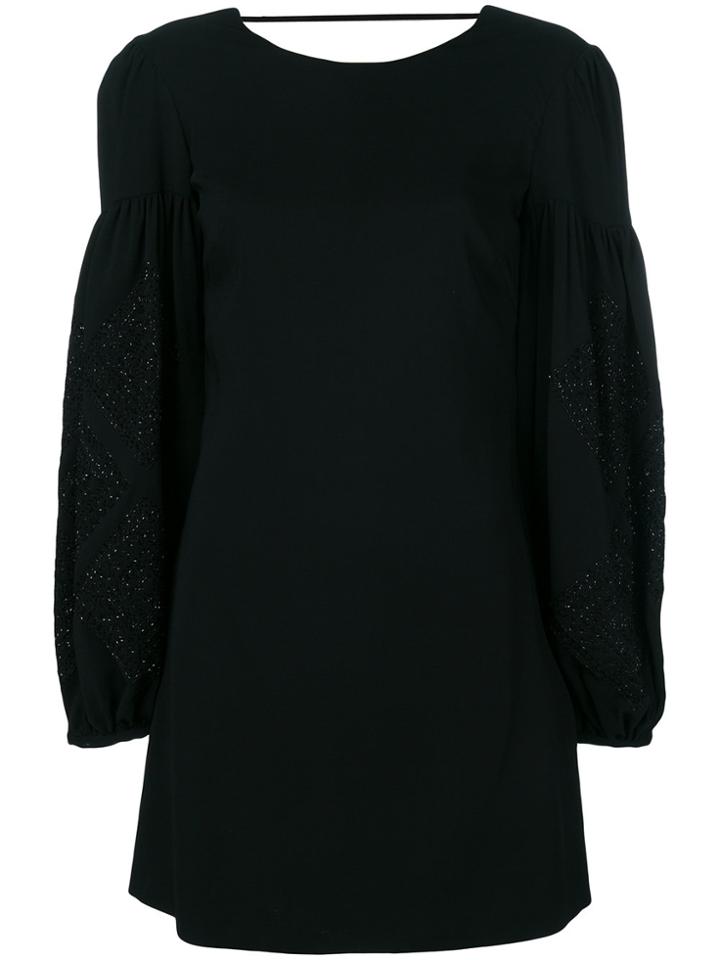 Wandering Embellished Sleeve Shift Dress - Black