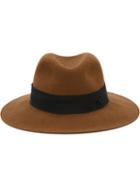 Maison Michel Fedora Hat, Women's, Size: Small, Brown, Wool Felt