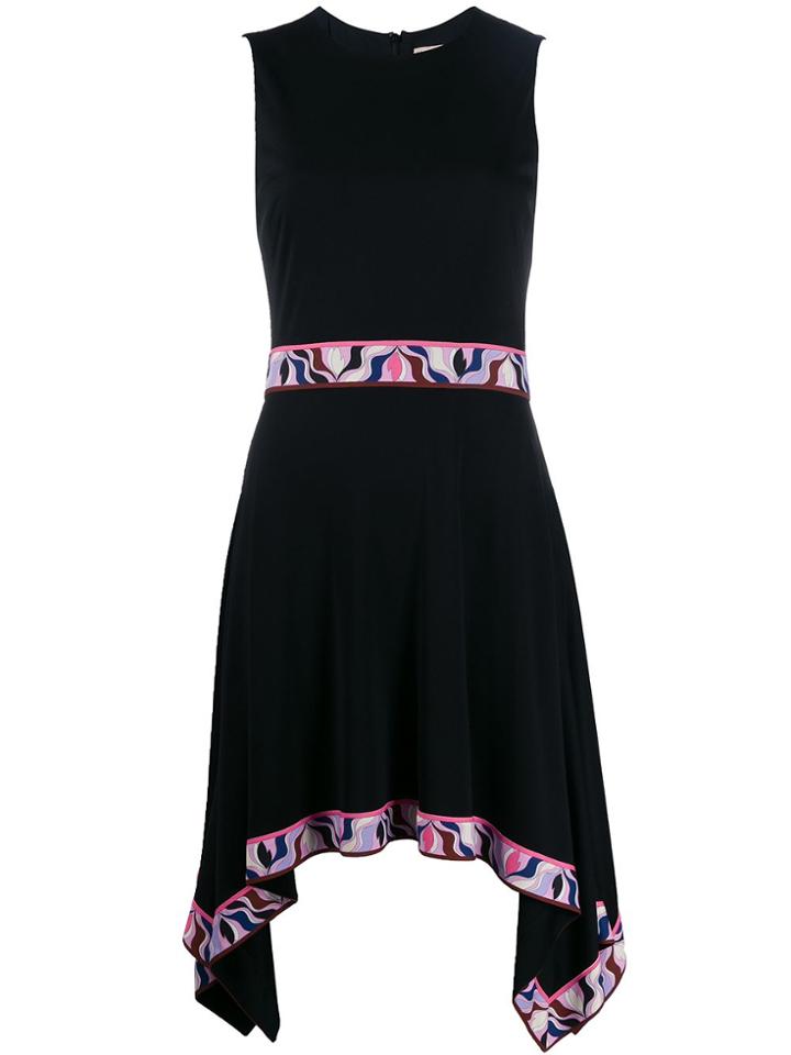 Emilio Pucci Asymmetric Contrast Hem Dress - Black