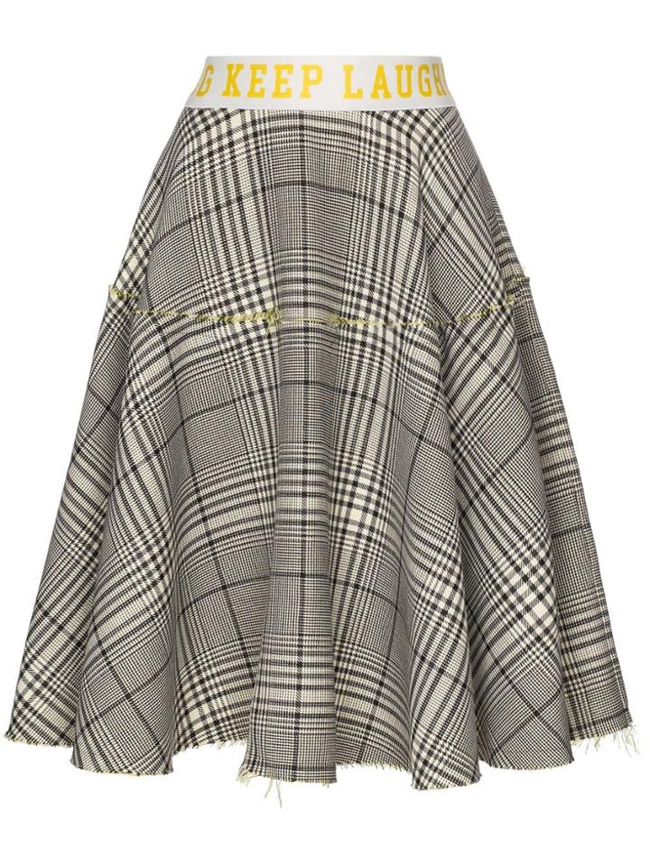 Mira Mikati Checked Keep Laughing Midi Skirt - Black