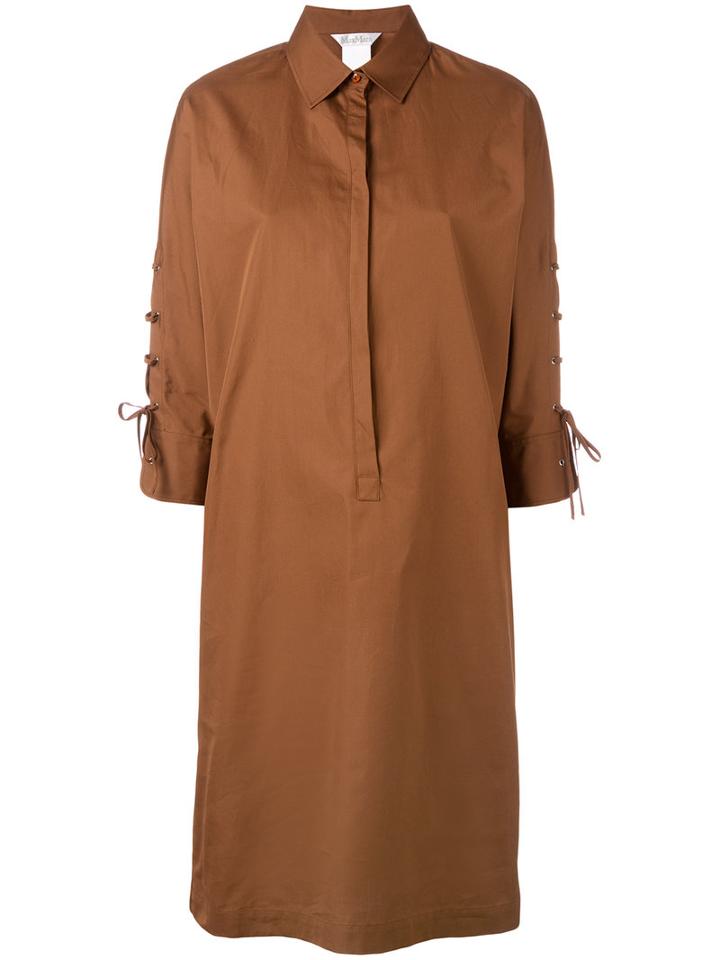 Max Mara Tied Sleeve Shirt Dress, Women's, Size: 40, Black, Cotton