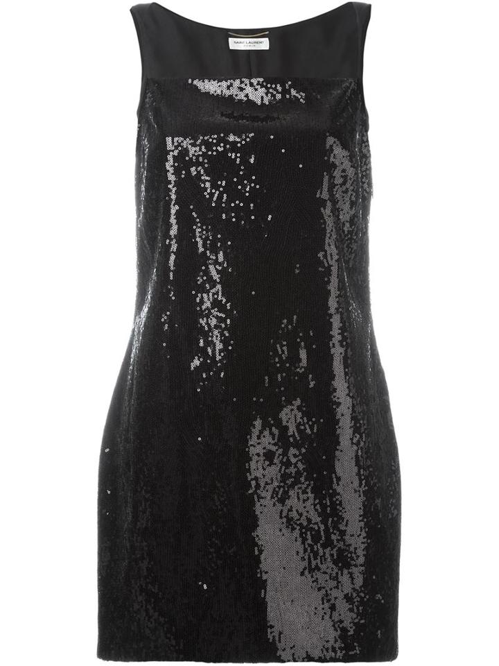 Saint Laurent Sequin Embellished Dress, Women's, Size: 40, Black, Silk/polyamide/polyester/viscose