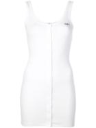 Off-white Sleeveless Ribbed Mini Dress